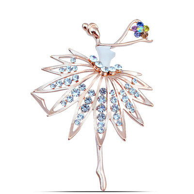 

Beautiful Girls Fashion Trendy Charming Princess Ballerina Brooch Crystal Rhinestone Brooches Pins Dress Decoration Jewelry Gift