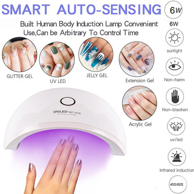 

Gobestart LED UV 6W Nail Dryer Curing Gel Polish Lamp Light Curing Manicure Machine Nail
