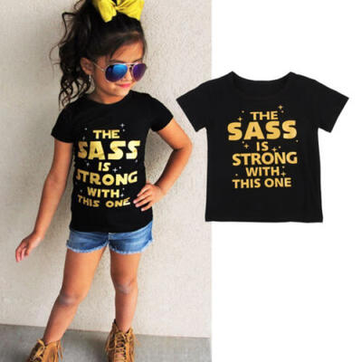 

US Stock Fashion Kids Baby Girl Letters T-Shirt Short Sleeve Tops Cotton Clothes