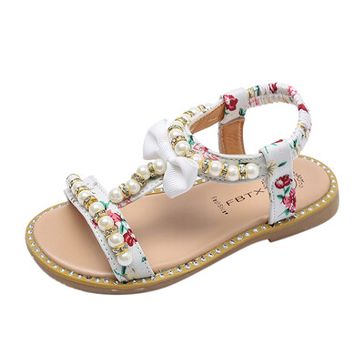 

Kids Baby Girls Sandals Bowknot Pearl Crystal Roman Sandals Princess Shoes