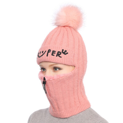 

Tailored Fashion Women Cycling Cap Scarf Siamese Winter Warm Ski Hat Thickened Knitted