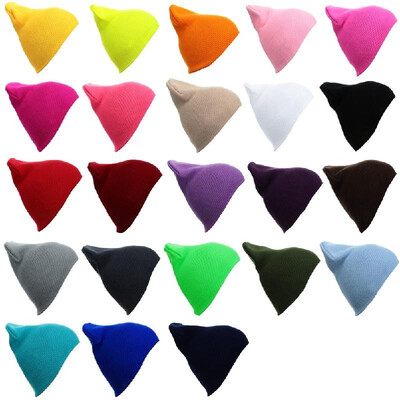 

New Unisex Women Men Beanie Hat Solid Color Warm Hip-Hop Cool Knitted Cap Headwear