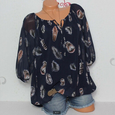 

Plus Size Women Summer Casual Chiffon Off Shoulder V-neck Tunic Blouse Shirts