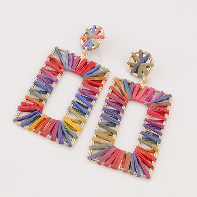 

Flashbuy Boho Lafite Earrings for Women Square Bohemian Statement Drop Earrings Beach Jewelry Handmade Fashion Female Pendientes