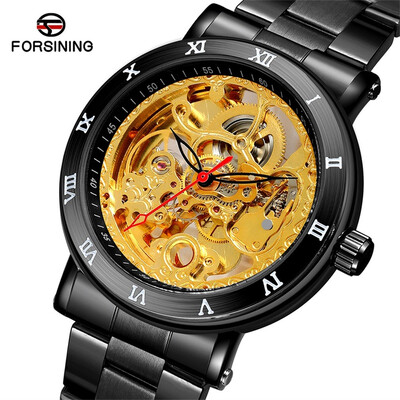 

Gobestart Waterproof Steel Watch Double Bottom Hollow Mens Automatic Mechanical Watch