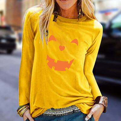 

Tailored Womens Casual Print Shirts O-Neck Long Sleeve Top Loose T-Shirt Blouse