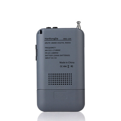 

HRD-104 Portable AM FM Stereo Radio Pocket 2-Band Digital Tuning Radio Mini Receiver Outdoor Radio w Earphone Lanyard 13 Inch
