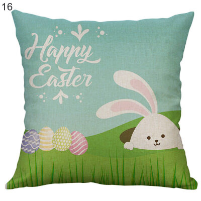 

Cartoon Easter Rabbit Linen Pillow Case Waist Throw Cushion Cover Home Decor