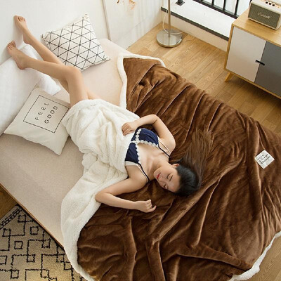 

Flannel Blanket Double Lamb Cashmere Blanket Bed Sofa Soft Warm Wool Blanket 1800x2000mm