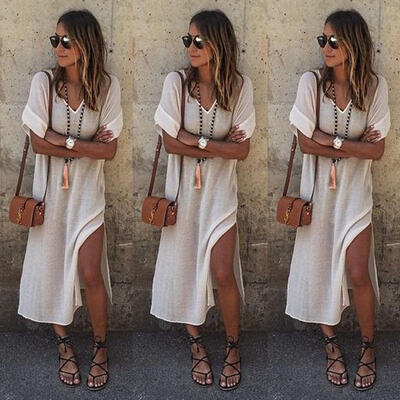 

Hippie Boho Womens Summer Evening Cocktail Party Beach Long Maxi Dress  M L XL