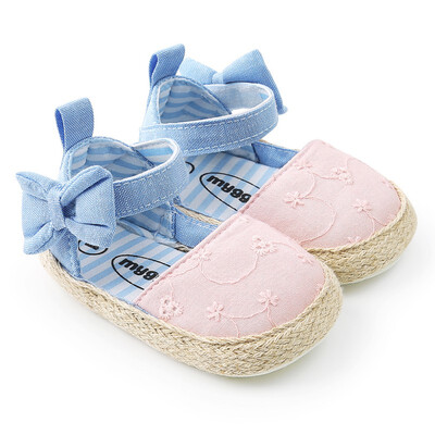 

WEIXINBUY Newborn Baby Princess Shoes Girls Mary Jane First Walker Cowboy Blue Bow Bebe Ballet Dress Walking Shoe Soft Soled