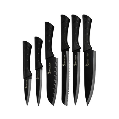 

Black P-lastic Horseshoe Stainless Steel Cutter Chef Cut Meat Universal Peel Bread Chopping Fruit Slicing Cutter Set