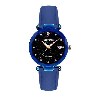 

Women Fashion Brilliant Starry Night Dial Watch Lady Exquisite Heart-Shaped Calendar Quartz Wrist Watch