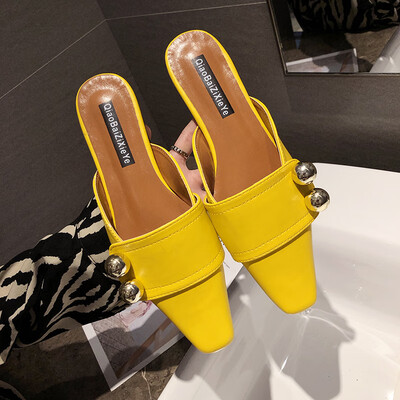 

Baotou Semi-slippers Women wear Flat Bottom Square Head Fashion Korean Version Baita ins Slippers Slippers Slippers Slipper Miller