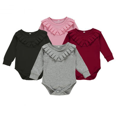 

Newborn Infant Baby Girl Romper Outfit Cute Long Sleeve Ruffles Bodysuit Fall Winter Jumpsuit One-Piece Clothes