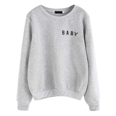 

Toponeto Women Casual Solid Color O-neck Letter Pattern Long Sleeve Pullover Sweatshirt