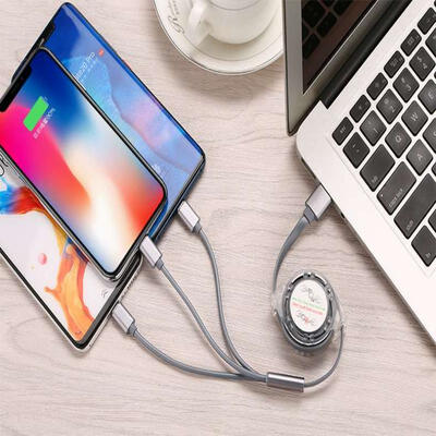 

Micro USB Type-C Lightning 3-in-1 USB Charging Cable 3A For IPhone Samsung Galaxy LG HTC 1m33ft-1m