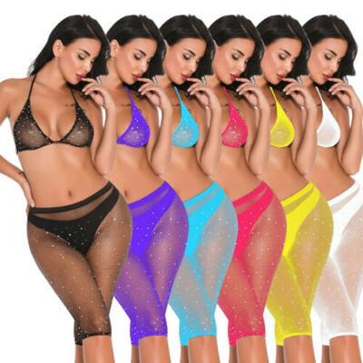 

2pcs Women Sexy Net Sleepwear Babydoll Lingerie Nightdress Pajamas Set Gifts
