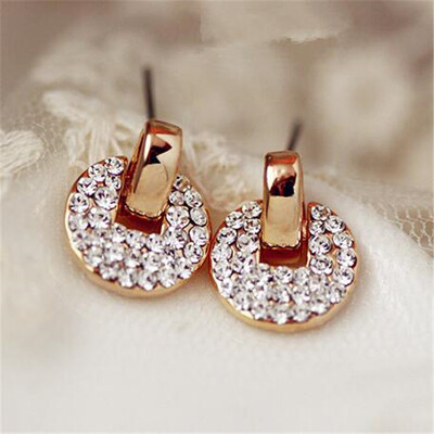 

Olaru Fashion Korean Gold Crystal Round Stud Earrings Fashion Ethnic Extendy Cheap Earring Women Brincos Bijoux Femme New