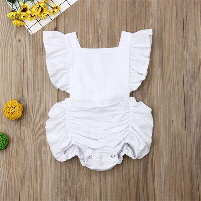 

Sweet Newborn Baby Girl Ruffle Romper Bodysuit Jumpsuit Clothes Outfits Sunsuit