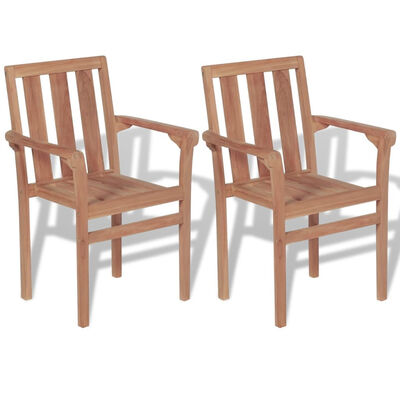 

Stackable Garden Chairs 2 pcs Solid Teak Wood