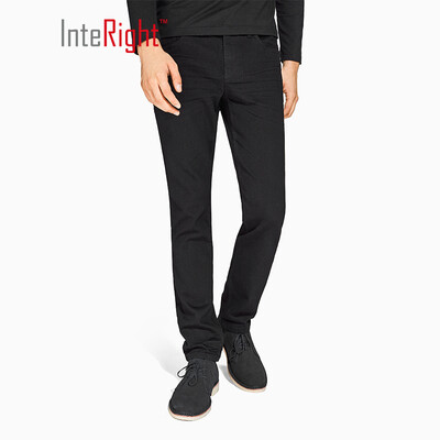 

INTERIGHT jeans mens business casual super elastic fit slim hair warm jeans black 34 yards