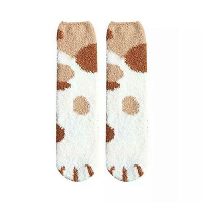 

Women Winter Fluffy Fuzzy Warm Slipper Socks Cute Meow Cat Paws Print Hosiery
