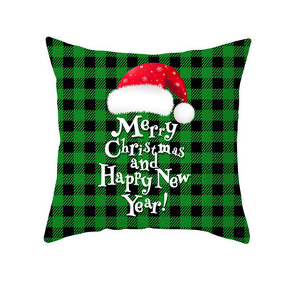 

2020 New Merry Christmas Xmas Gift Green Plaid Designed Pillowcase Santa Claus Cushion Cover Home Decor 18 X1 8 Inch