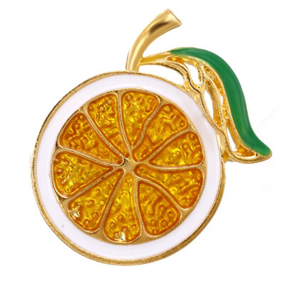 

Lemon Slices Corsage Brooch Pin Fruit Gold Color Enamel Brooch For Womon Clothing Accessories Jewelry