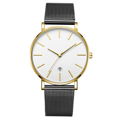 

〖Follure〗Fashion Simple Simple Casual Calendar Business Net With Strap Mens Watch