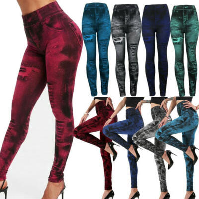 

US Women Skinny Leggings Slim Denim Look Jeans Jeggings Stretchy Pants Trousers