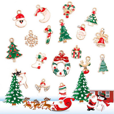 

19 StylesSet Enamel Christmas Ornaments Diy Alloy Accessories Jewelry Pendants Christmas Tree Decorations Home Decor