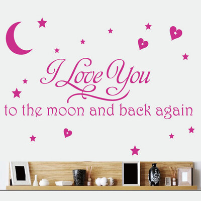 

I Love You To The Moon And Back Again Art Quote Wall Sticker Bedroom Kids Decals