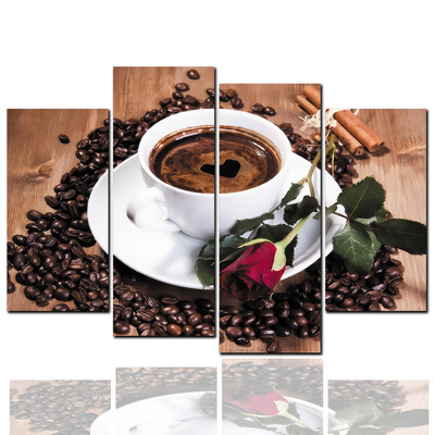 

4 Pcs HD Inkjet Paints Coffee Rose Love Decorative Painting