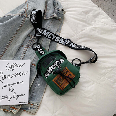 

Summer mini bag chic contrast color small fresh canvas chest bag new 2019 fashion shoulder slung bag