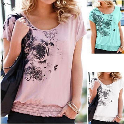 

Fashion Women Summer Loose Top Short Sleeve Blouse Ladies Casual Tops T-Shirt