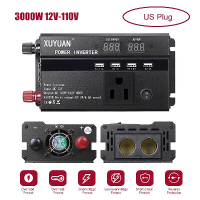 

Car Inverter 3000W 4000W 5000W 12V24V 110220V DC to AC Power Inverter Dual Led Display Modified Sine Wave Power Voltage Transfor