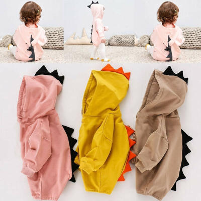 

Newborn Baby Boy Girls Kids Dinosaur Hooded Romper Jumpsuit Clothes Outfit