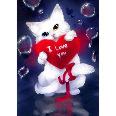 

5D DIY Full Drill Diamond Painting White Cat Cross Stitch Embroidery Kit
