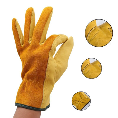 

1Pair Heavy Duty Leather Working Protection Soft Labor Gloves For Gardening