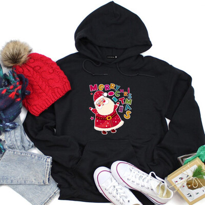 

Women Christmas Hoodie Claus Print Letter Print Long Sleeve