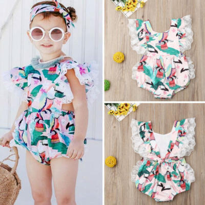 

Toddler Baby Girl Summer Clothes Lace Cartoon Romper Bodysuit Jumpsuit Outfits