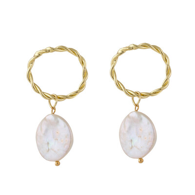 

Flashbuy Natural Pearl Statement Earrings for Women Alloy Twist Earrings Modern Beach Pendientes Girls Jewelry Party Accessory