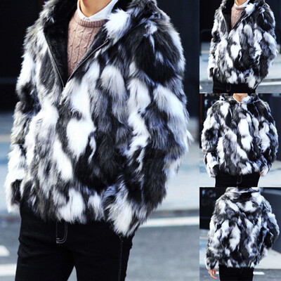 

Toponeto Fashion Mens Winter Warm Thick Coat Jacket Faux Fur Outwear Cardigan Overcoat