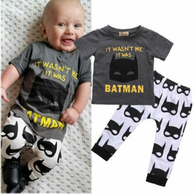 

Newborn Kids Baby Boy Clothes Short Sleeve Batman T-shirt Tops Pants Outfits Set