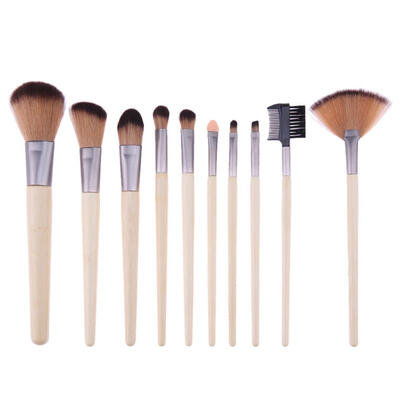 

10pcs Bamboo Handle Eyeshadow Eyelash Blusher Powder Makeup Brushes Kit Set