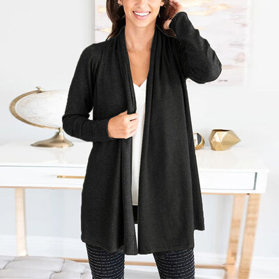 

Little Beauty Womens Drape Open Front Long Sleeve Irregular Hem Cardigan