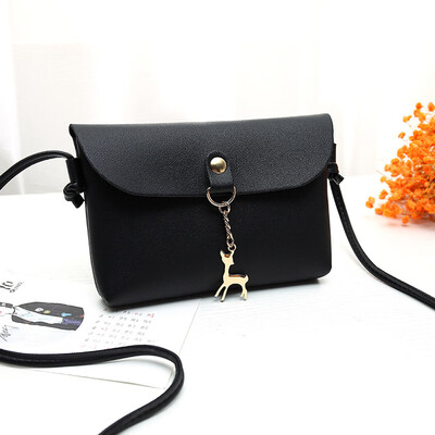

Women Small Messenger Shoulder Bag With Deer Pendant PU Leather Crossbody Bags Girl Casual Handbag Female T10