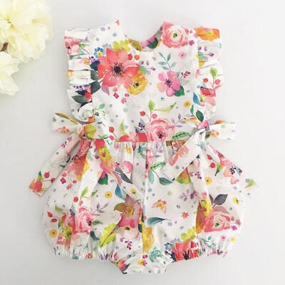 

Newborn Baby Girl Summer Flower Ruffle Romper Bodysuit Jumpsuit Outfits Sunsuit 0-18M