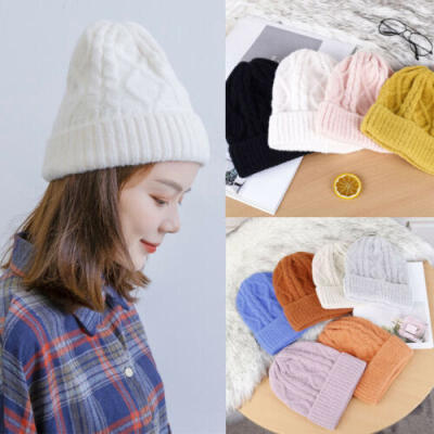 

NEW STYLE KNITTED HAT PLAIN WINTER WOOL CAP MENS WOMENS WARM WOOL KNIT WHITE